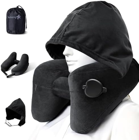 Sunany Neck Pillow for Travel Inflatable Airplane Pillow Comfortably Supports by Sunany