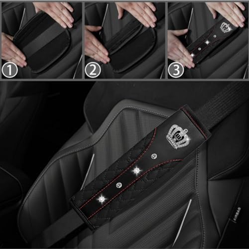 NBTEPEM 6 PCS Bling Car Accessories Set, Leather Steering Wheel Covers - Image 6
