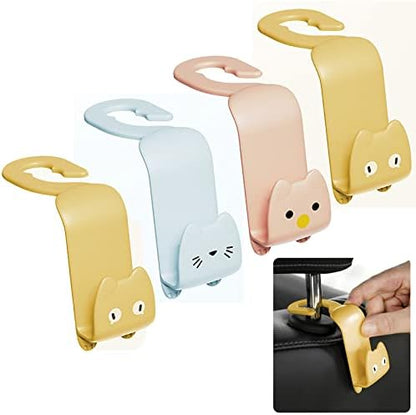 Fashion Car Seat Back Organizers, 4 Pack Universal Headrest Hooks, Bag Holder by Gouccpu
