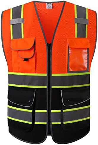 JKSafety Safety Vest for Men Women Reflective Hi Vis JK100 OBlack 3XL by JKSafety
