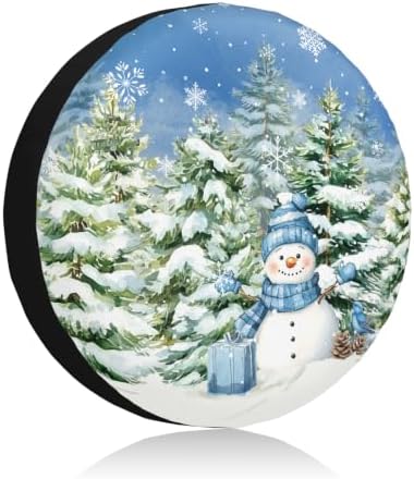 Snowman Spare Tire Cover for RV Trailer, Winter Snowflakes Waterproof Wheel by Unknown