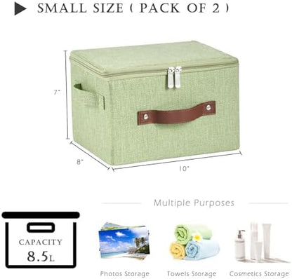 2PCS Storage Bins with Zipper Lids Decorative Lidded Basket Box - Image 3