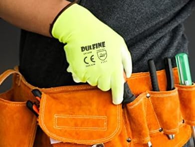 DULFINE Safety Work Gloves for Men 60 Pairs, Ultra-Thin PU Coated Yellow M - Image 5