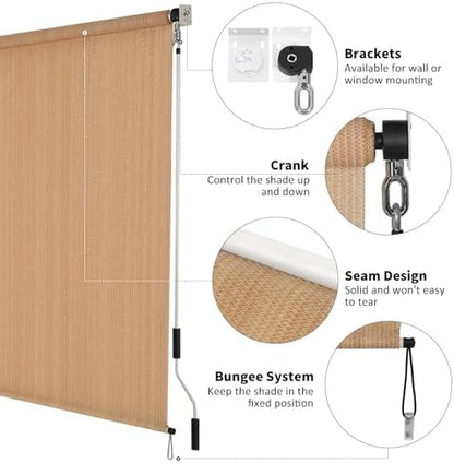 SMONTER Outdoor Sunshade Roller Shade 8'W x 6'H, Exterior Cordless Roll Up - Image 4