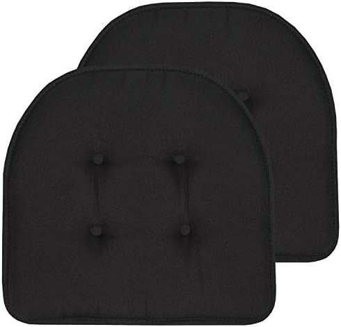 Chair Cushion Memory Foam Pads Tufted Slip Non Skid Rubber Back U-Shaped 17" x by SweetHomeCollection