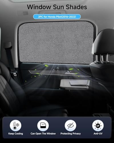 Car Window Shade for Honda Pilot 2016-2022, 2 Pack UV & Glare Protection - Image 2