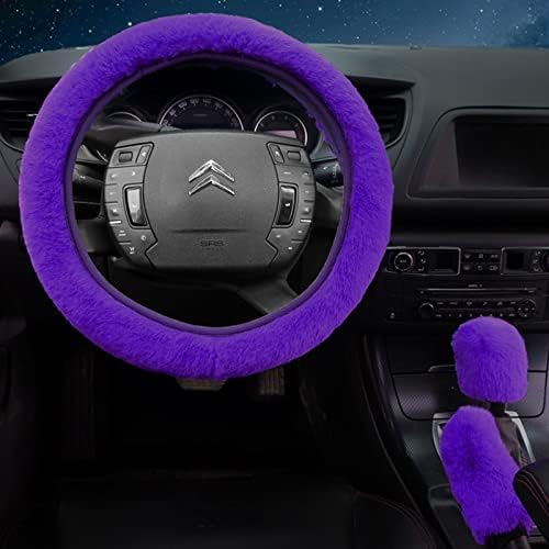 7PCS Set car Interior Aesthetic Accessories, Fluffy 15 inch Steering Wheel Cover - Image 2