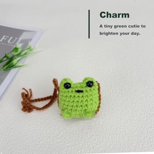 Cute Crochet Frog Car Decor, Rear View Mirror Accessories, Boho Hanging Charm - Image 3