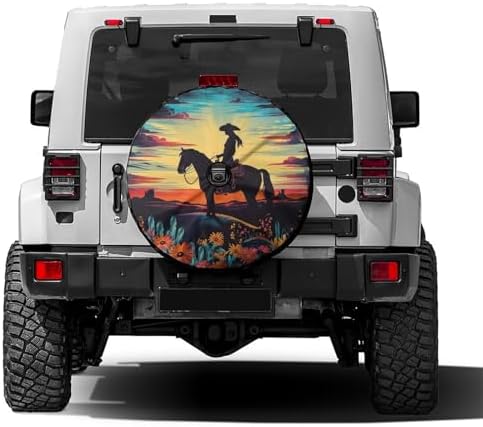 Delerain Cowgirl Riding Horse Spare Tire Cover by Delerain