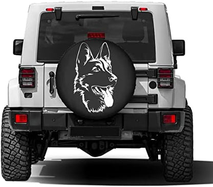 Black German Shepherd Spare Tire Cover Dust-Proof Wheel Tire Cover Fit Trailer - Image 2