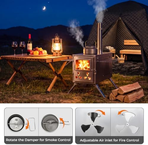 Wood Burning Sauna Hot Tent Stove, 2 in 1 Tent Wood Burning Stove - Image 6