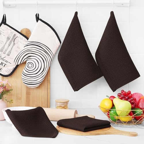 Homaxy 100% Cotton Waffle Weave Kitchen Dish Cloths 24-Pack, Dark Brown - Image 6