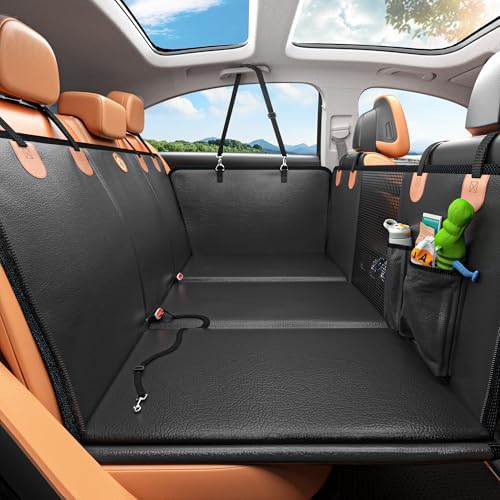 Hard Bottom Dog Car Seat Cover for Back Seat, PU Leather Dog Seat Extender by MYJAQI