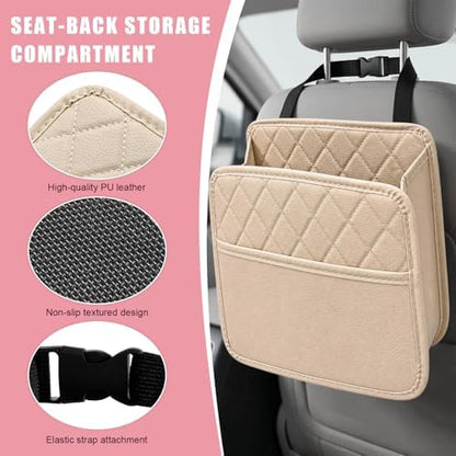 Car Seat Back Organizer, Durable Leather Trash Bag Hanging Backseat Organizer - Image 3