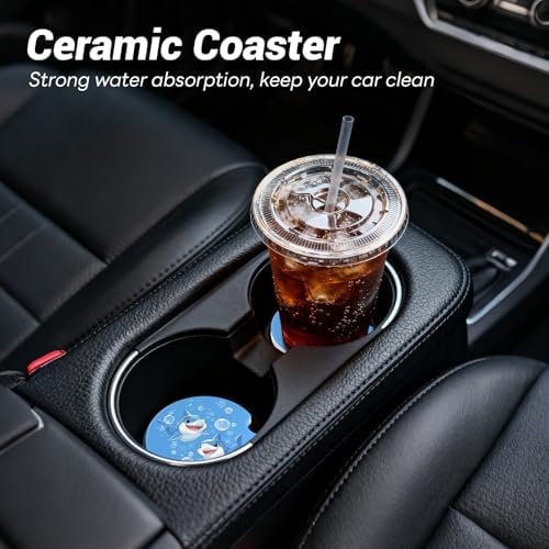 Car Cup Holder Ceramic Coasters 2 Pack, 2.56 in Anti Slip Absorbent Coaster - Image 2