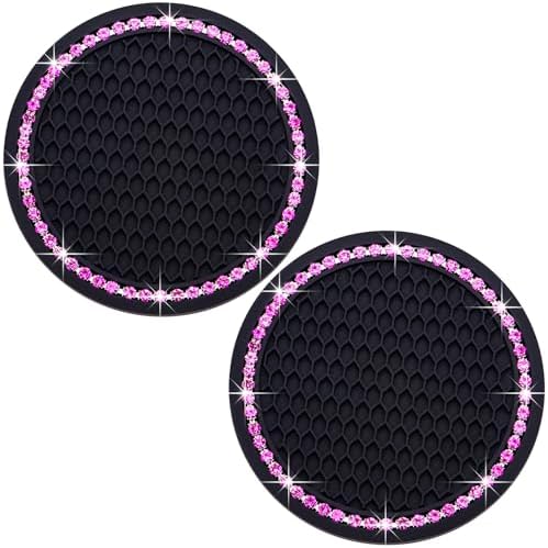 2PCS Bling Cup Holder Coaster, 2.75 Inch Auto Car Cup Holder Insert Coasters by MEAJOO