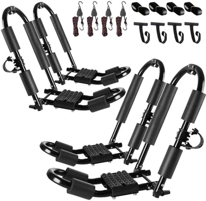 FORWODE Premium Kayak Roof Rack, 2 Pair J-Bar Roof Rack, Folding Adjustable Rack by FORWODE