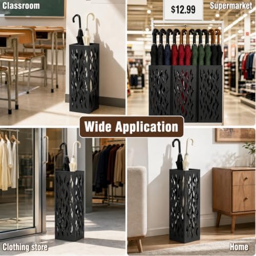 Noamus Metal Umbrella Holder, Heavy Square Canes Walking Sticks Stand Rack - Image 5