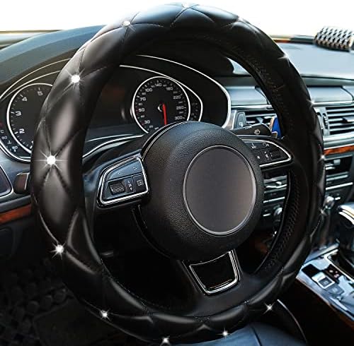 Diamond Leather Bling Steering Wheel Cover, Universal Car Steering Wheel by Xizopucy