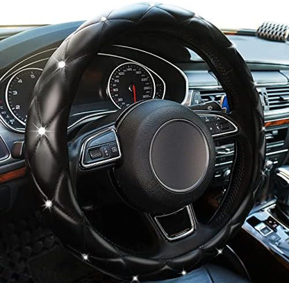Diamond Leather Bling Steering Wheel Cover, Universal Car Steering Wheel by Xizopucy