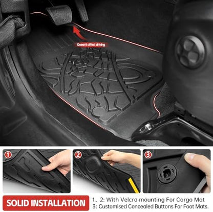 Cargo Mat with Floor Mat Compatible with 2021-2025 Jeep Wrangler JL Unlimited - Image 4