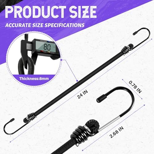 Heavy Duty Bungee Cords with Hooks, 1/3Inch Thick, No Odour, Max Load 40kg - Image 3