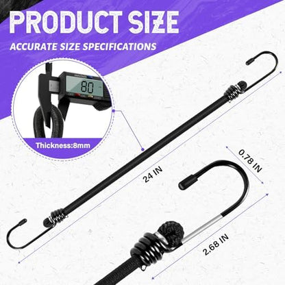Heavy Duty Bungee Cords with Hooks, 1/3Inch Thick, No Odour, Max Load 40kg - Image 3