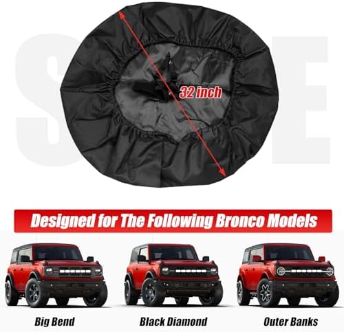 32 Inches Spare Tire Covers for Ford Bronco Base, Big Bend, Outer Banks 2/4 - Image 2