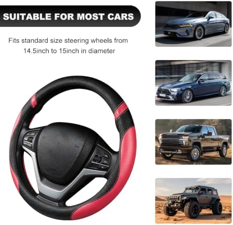 Car Steering Wheel Cover, 15 Inch Premium Leather Breathable Non-Slip Wheels - Image 6