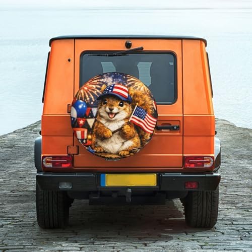 Squirrels with The American Flag Spare Tire Cover Weatherproof Wheel Protectors - Image 6