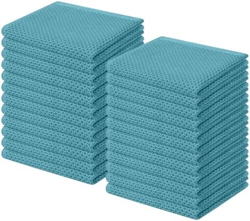 Homaxy 100% Cotton Waffle Weave Kitchen Dish Cloths 24-Pack, Lake Blue by Homaxy