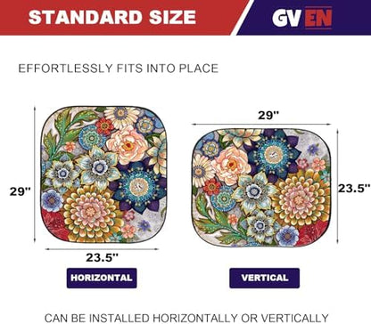 Gven Windshield Sun Shade for Car 2-Piece Foldable Sunshade for Front Windows - Image 2