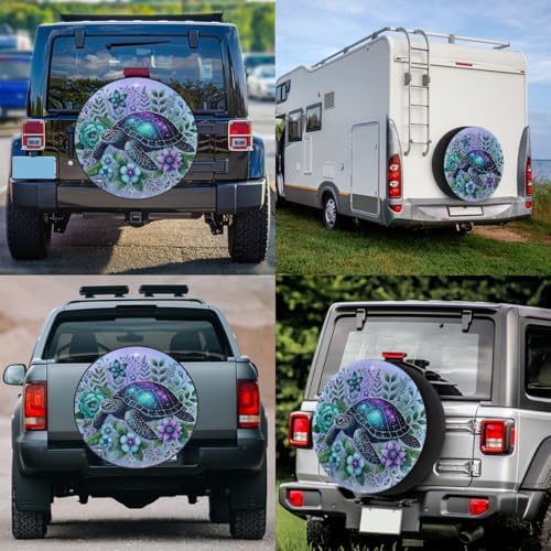 Turtle Leaf Purple Flower Spare Tire Cover Waterproof Dust-Proof Spare Wheel - Image 6