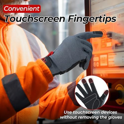 HANDLANDY Work Gloves for Men & Women, Utility Mechanic Working Gloves Touch - Image 4