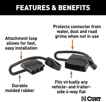 CURT 58761 Vehicle and Trailer-Side 4-Pin Flat Wiring Harness Dust Covers - Image 3