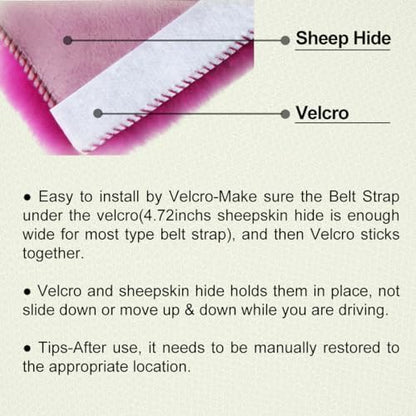 AOGELAN Fluffy Fuzzy Genuine Sheepskin Car Seat Belt Cover - Image 4