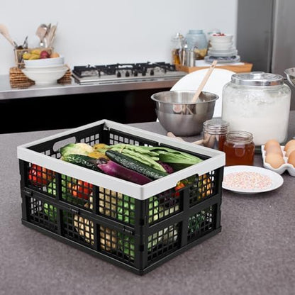 2-Pack 34 L Plastic Collapsible Storage Crates, Stackable Basket Bin - Image 5