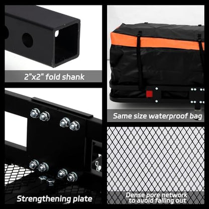 Heavy-Duty Folding Hitch Cargo Carrier 60x24x6'', 500 lbs Capacity – - Image 6