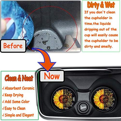 Car Coasters for Women 2 Pack, Ceramic Absorbent Cup Holders for Mother's Day - Image 4