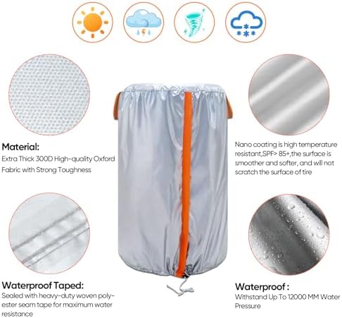 Tire Cover for Storage, 420D Waterproof Tire Stack Cover Holds 4 Tires 32in - Image 4