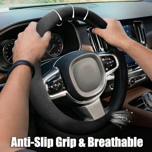 15 Inch Black Silicone Steering Wheel Cover Thermoregulating - Image 5