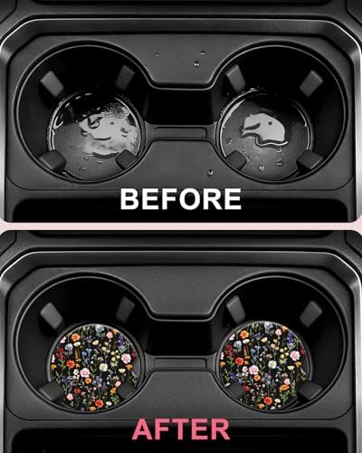 Swooflia Cute Girly Ceramic Car Coasters Cheerful Flower Cup Holder Coaster - Image 4