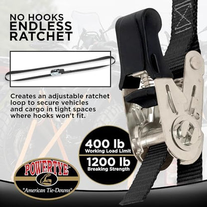 PowerTye 1in x 4ft Easy-Grip Endless Ratchet Straps - Image 2