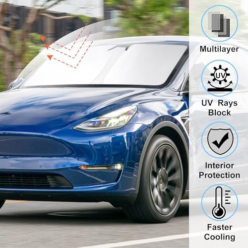 Windshield Sun Shade for 2017-2026 Tesla Model Y/Juniper 3/Highland - Image 2