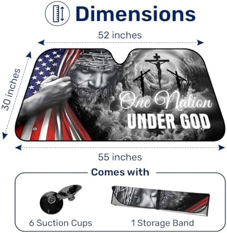 GENANY Faith Patriotic Windshield Sun Shade 55 x 30 Inch - Image 2
