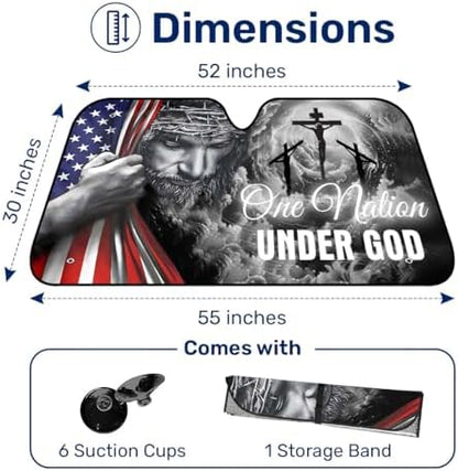 GENANY Faith Patriotic Windshield Sun Shade 55 x 30 Inch - Image 2
