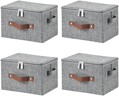 4PCS Storage Bins with Zipper Lids Decorative Lidded Basket Box by VinneGenzz