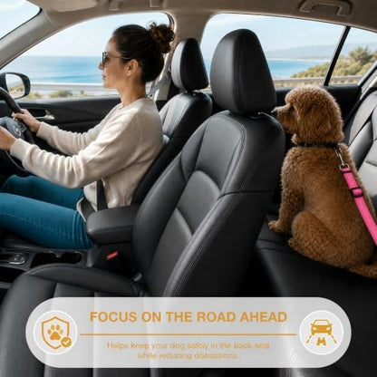Dog Seat Belt for Car 2 Pack, 3-in-1 Adjustable-Length Bungee Tether - Image 2