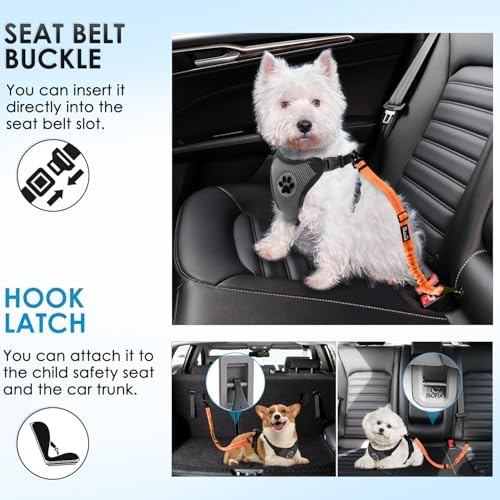 Lukovee Dog Seat Belt, 2 Pack, 3-in-1 Headrest & Seatbelt Clip & Latch - Image 5
