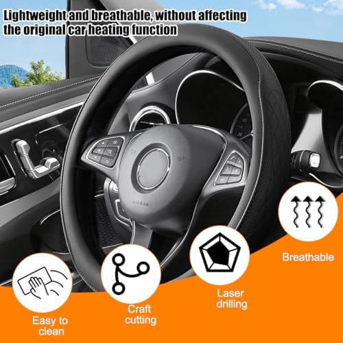 Zpana 14.5-15" Car Steering Wheel Cover, Breathable Soft Leather - Image 4
